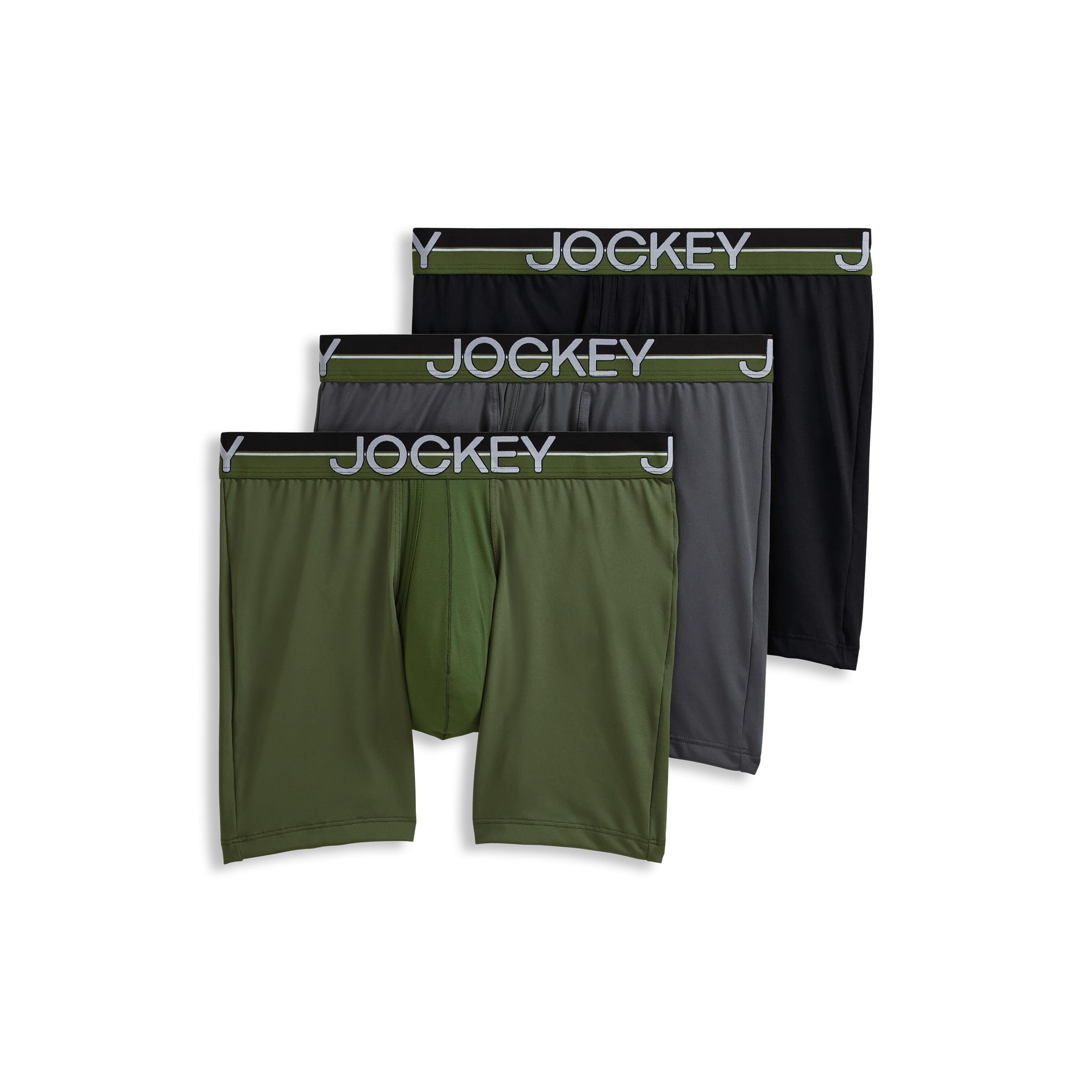 Jockey Men's Underwear Infinite Cool Microfiber Stretch 6" Boxer Brief - Cool & Comfortable, Great Fit, 3 Pack