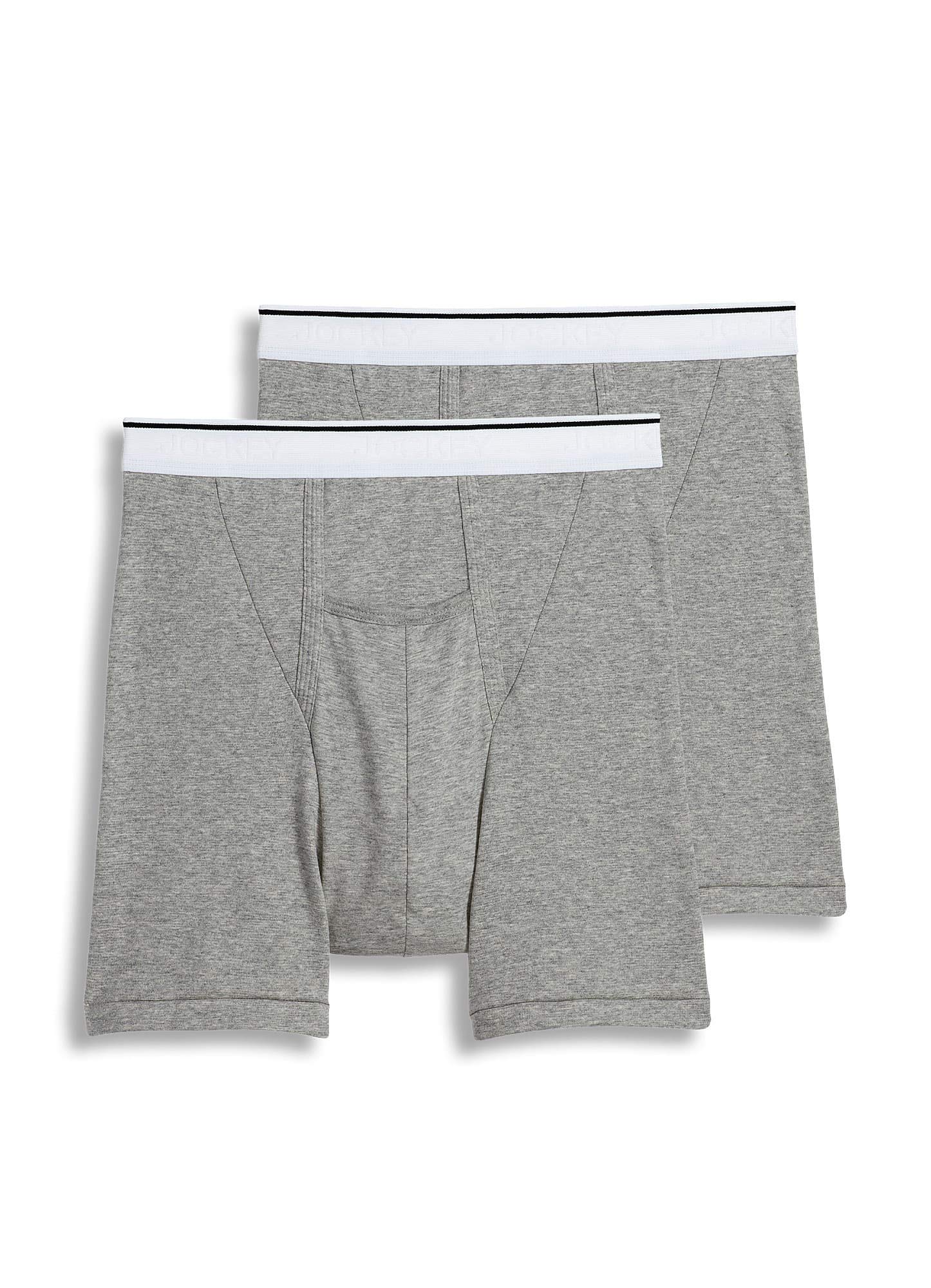 Jockey Men's Grey Heather Boxer Brief 5" Pouch - 2 Pack, L Size